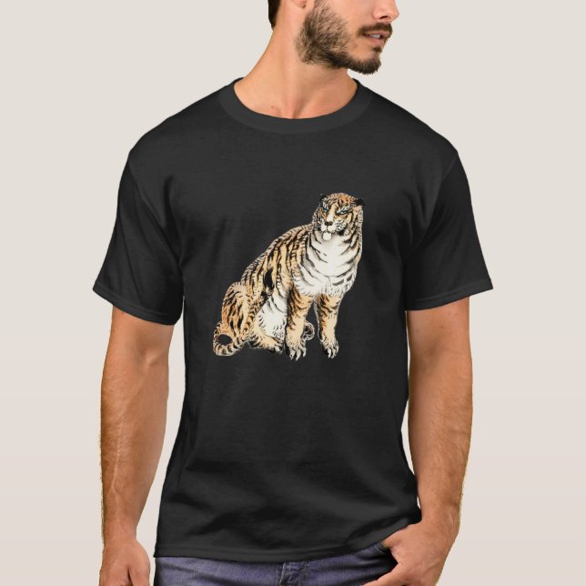 Camiseta Arte Retroativa Japonesa Por Kono Bairei Tiger Ca (Frente)