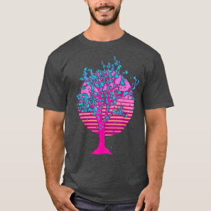 Camiseta Arte retrógrada Japão Sakura Árvore Vaporwave Cher