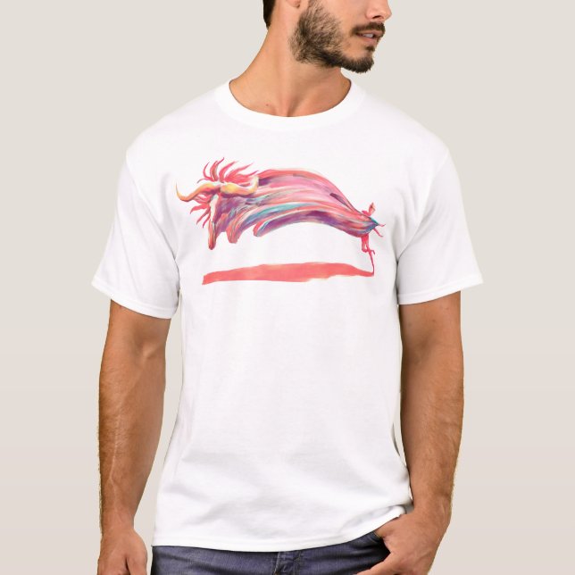 Camiseta Arte Rosa Rosa Dançarina de Balé ondulada (Frente)