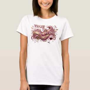 Camiseta Arte Rosa Verdadeiro Texto de Design de VINHO
