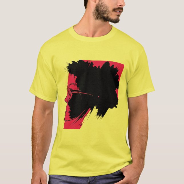 Camiseta Arte Silhueta Ampliante - Rosa e Preto (Frente)