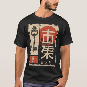 Camiseta Arte Simbólica Solar Vermelho Japonês Chave Antiga