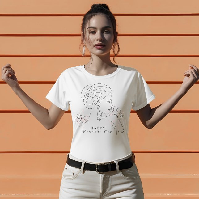 Camiseta Arte Simples de Linha do Dia da Mãe (Criador carregado)