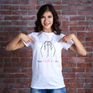 Camiseta Arte Simples de Linha do Dia da Mãe