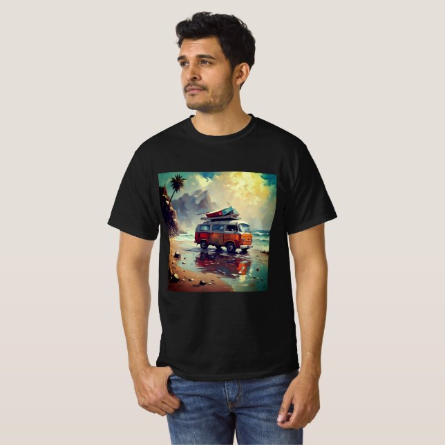 Camiseta Arte sobre o humor de Hippie Van Seascape (Frente Completa)