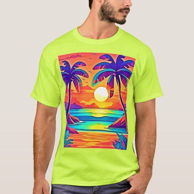 Camiseta Arte solar tropical vibrante (Frente)