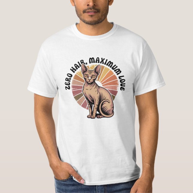 Camiseta Arte Sphynx Amor Máximo Cabelo Zero (Frente)
