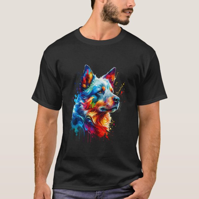 Camiseta Arte Splash Australian Cattle Dog (Frente)