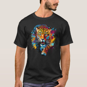 Camiseta Arte Splash de Amante de Gato Grande Vida Selvagem