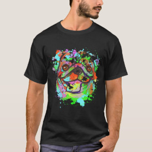 Camiseta Arte Splash Pug Gráfico Arte Pug Amante de Pug