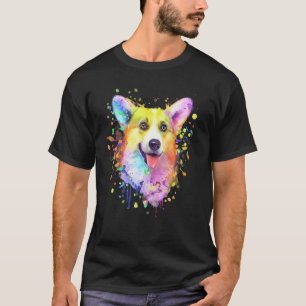 Camiseta Arte Splash Welsh Corgi Adorável Homens Mulheres C