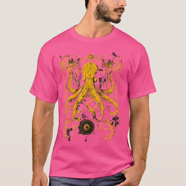 Camiseta Arte Steam Punk Octopus Steampunk (Frente)
