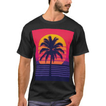 Arte Synthwave de Palma ao Pôr do Sol dos Anos 80 
