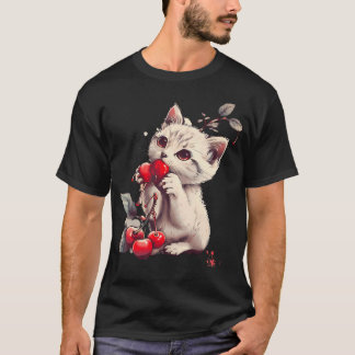 Camiseta Arte Tema de Fruta Cereja Amoroso Cereja Fofa