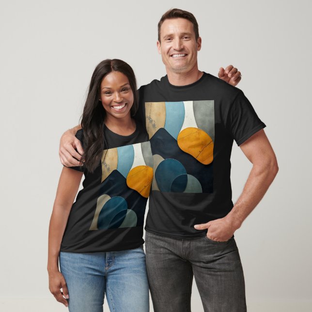 Camiseta Arte Texturizada com Formas Geométricas Abstratas  (Unissex)