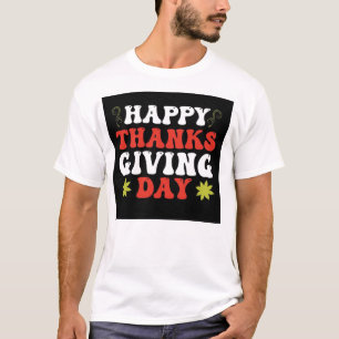 Camiseta Arte Tipográfica Retro Groovy Dia de Ação de Graça