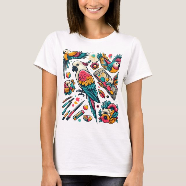 Camiseta Arte tropical Colorida (Frente)