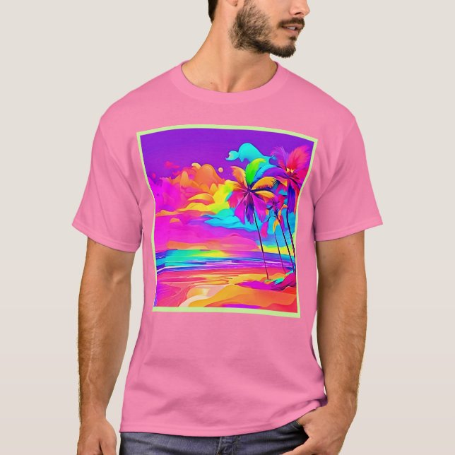 Camiseta Arte Tropical de Curta Vibrante (Frente)