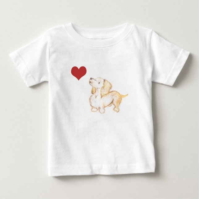 Camiseta "Arte tshirt dos childs do Dachshund do amor pela (Frente)
