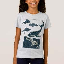 Camiseta Arte ukiyo-e de baleia japonesa e ondas do oceano