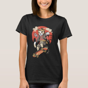 Camiseta Arte Ukiyo-e Japonesa Antiga de Gato no Skate