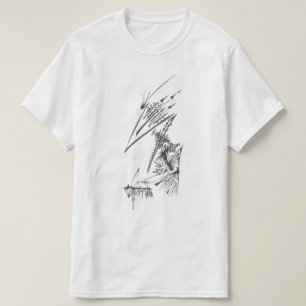Camiseta Arte Única de Tatuagem Tribal Abstrata Preta e Bra