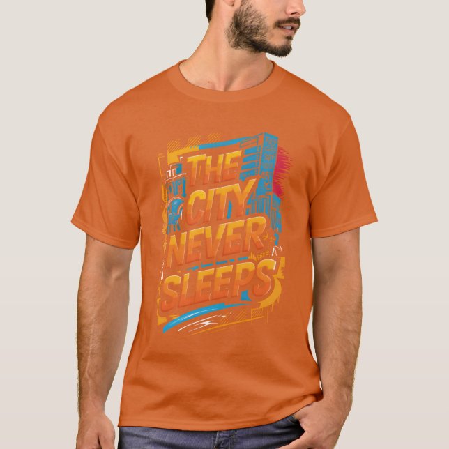 Camiseta Arte Urbana A Cidade Nunca Dorme (Frente)