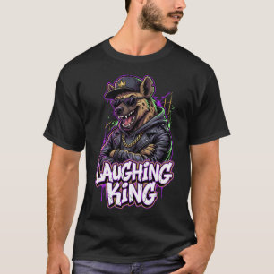 Camiseta Arte Urbana de Grafite do Rei Hiena Rindo na Pared