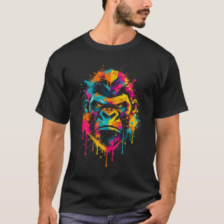 Camiseta Arte Urbana Geometric Gorilla Color Splash