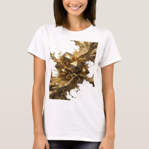 Camiseta Arte Usável Ouro Abstrato STATEMENT Arte Vestível