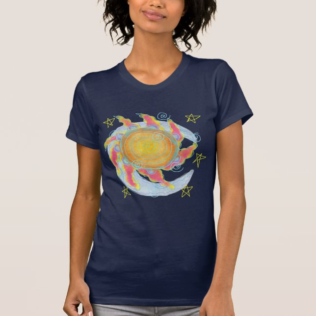 Camiseta Arte Usável por Abstrato de Sol e Lua (Frente)