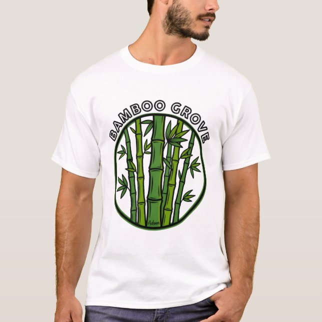 Camiseta Arte Verde Botânico do Bosque de Bambu (Frente)