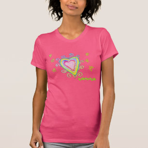 Camiseta Arte Vestível Abstrata Coração Feliz