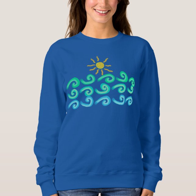 Camiseta Arte Vestível Abstrata de Sol e Ondas (Frente)