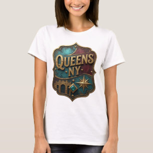 Camiseta Arte Vestível Cool Gold QUEENS NY