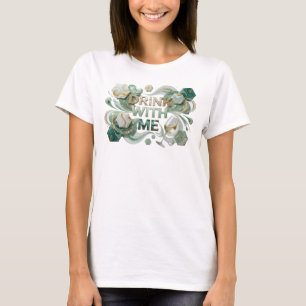 Camiseta Arte Vestível Cor Vibrante BEBIDA COMIGO