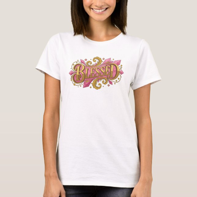 Camiseta Arte Vestível Criativa BLESSED 2D (Frente)