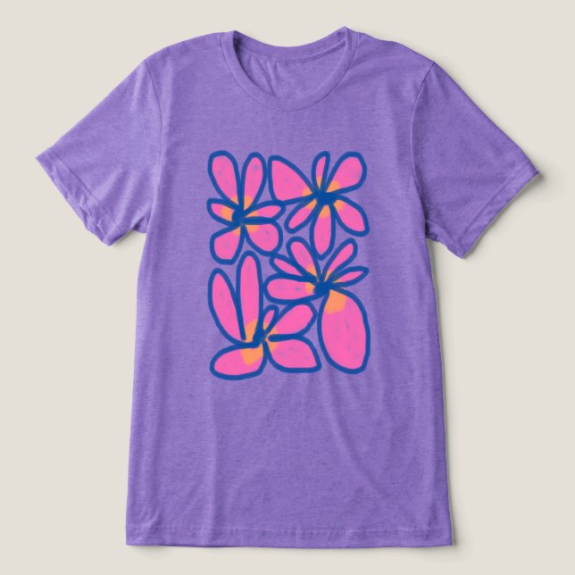 Camiseta Arte Vestível de Flores Abstratas Funky (Design frontal)