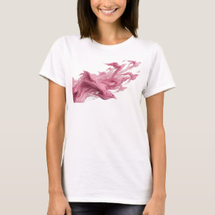 Camiseta Arte Vestível de Pássaros Abstratos Rosa Expressiv