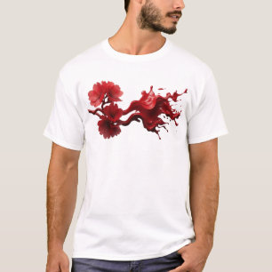 Camiseta Arte Vestível Flor Abstrata Chic