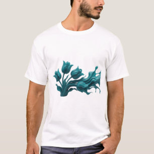 Camiseta Arte Vestível Flor Abstrata Esbelta