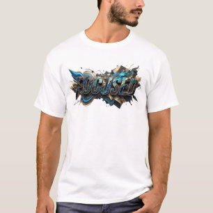 Camiseta Arte Vestível FOCADA Azul Turquesa Vibrante