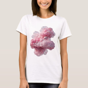 Camiseta Arte Vestível Nuvens Cor-de-Rosa PRATEADAS E BRILH