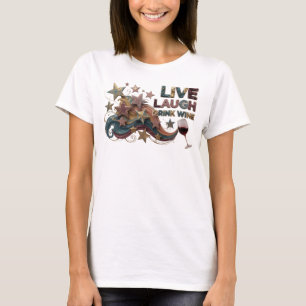 Camiseta Arte Vestível Pink Cativante VIVA RI BEBA VINHO
