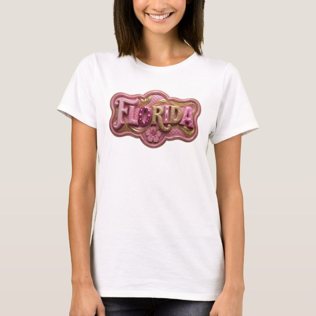 Camiseta Arte Vestível Statement Gold FLORIDA (Frente)