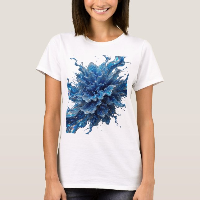 Camiseta Arte Vestível Statement Prata WATER FLOW (Frente)