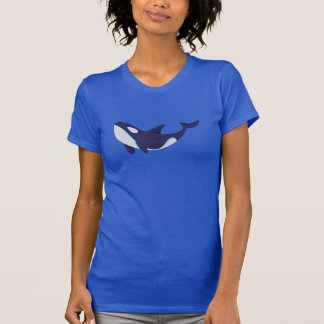 Camiseta Arte Vetorial de Baleia Orca Azul Minimalista