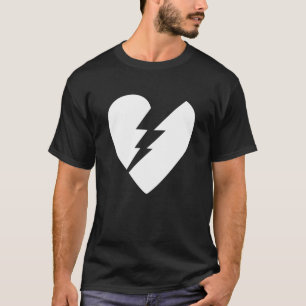 Camiseta Arte vetorial de coração partido a preto e branco
