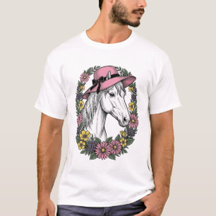 Camiseta Arte Vetorial de Design de Retrato de Cavalo Flora