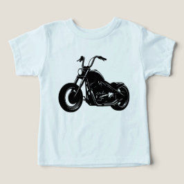 Camiseta Arte Vetorial de Moto Clássica Cruiser Preto e Bra